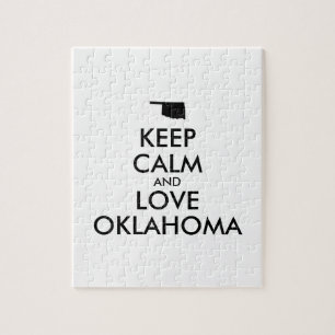 Customisable KEEP CALM and LOVE OKLAHOMA Jigsaw Puzzle