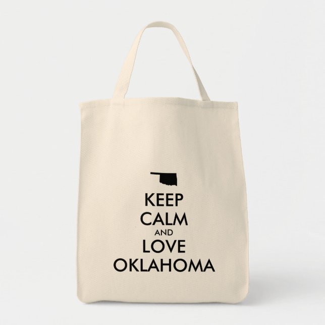 Customisable KEEP CALM and LOVE OKLAHOMA Tote Bag (Front)