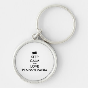 Customisable KEEP CALM and LOVE PENNSYLVANIA Key Ring