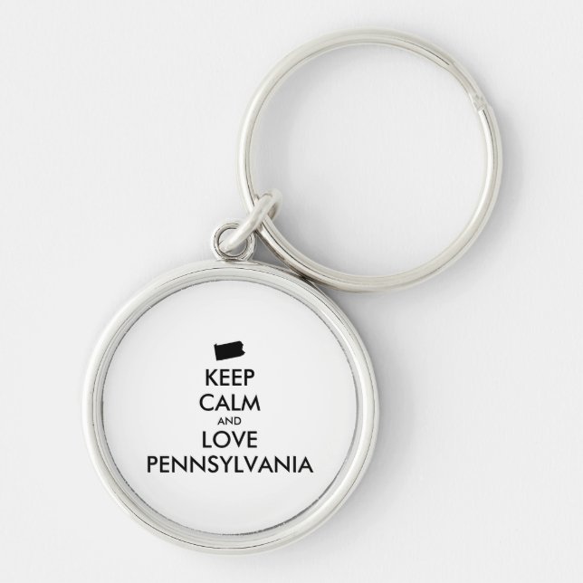 Customisable KEEP CALM and LOVE PENNSYLVANIA Key Ring (Front)