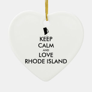 Customisable KEEP CALM and LOVE RHODE ISLAND Ceramic Ornament