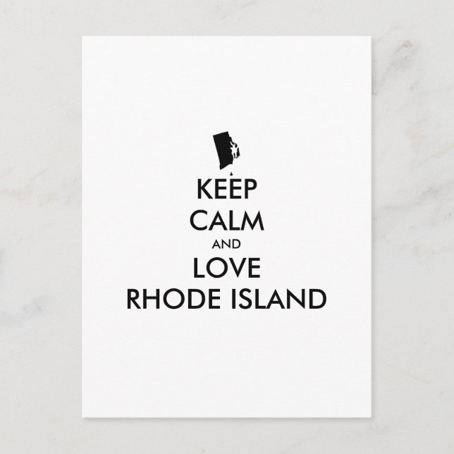 Customisable KEEP CALM and LOVE RHODE ISLAND Postcard (Front)
