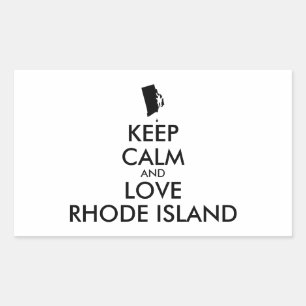 Customisable KEEP CALM and LOVE RHODE ISLAND Rectangular Sticker