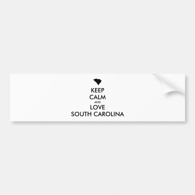 Customisable KEEP CALM and LOVE SOUTH CAROLINA Bumper Sticker (Front)