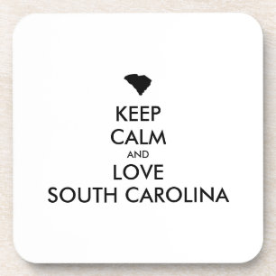Customisable KEEP CALM and LOVE SOUTH CAROLINA Coaster