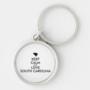 Customisable KEEP CALM and LOVE SOUTH CAROLINA Key Ring