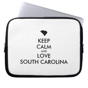 Customisable KEEP CALM and LOVE SOUTH CAROLINA Laptop Sleeve