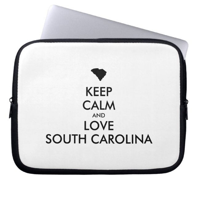 Customisable KEEP CALM and LOVE SOUTH CAROLINA Laptop Sleeve (Front)
