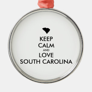 Customisable KEEP CALM and LOVE SOUTH CAROLINA Metal Tree Decoration