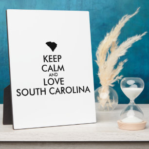 Customisable KEEP CALM and LOVE SOUTH CAROLINA Plaque