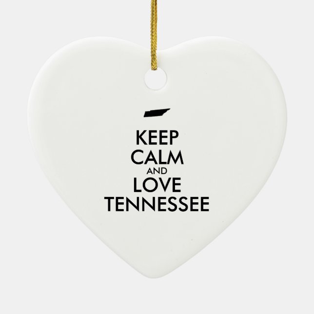 Customisable KEEP CALM and LOVE TENNESSEE Ceramic Ornament (Back)