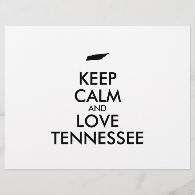 Customisable KEEP CALM and LOVE TENNESSEE Flyer (Front)