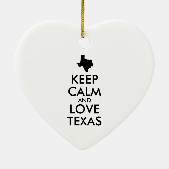Customisable KEEP CALM and LOVE TEXAS Ceramic Ornament (Back)