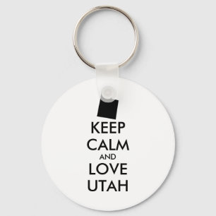 Customisable KEEP CALM and LOVE UTAH Key Ring