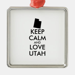 Customisable KEEP CALM and LOVE UTAH Metal Ornament