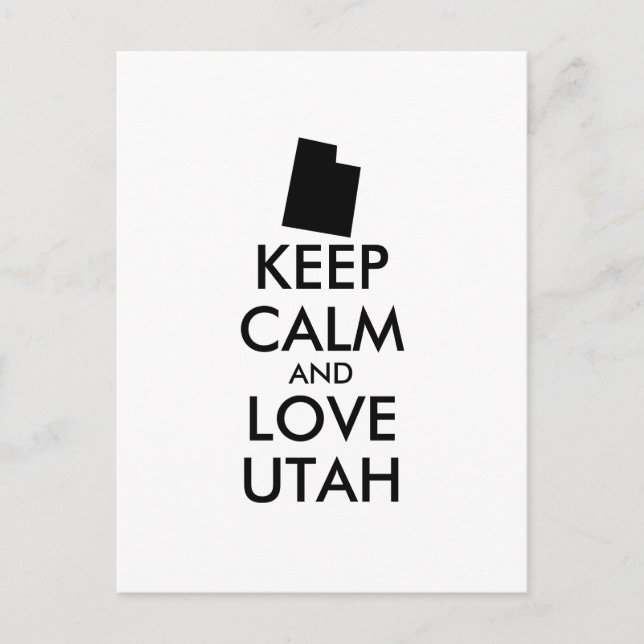 Customisable KEEP CALM and LOVE UTAH Postcard (Front)