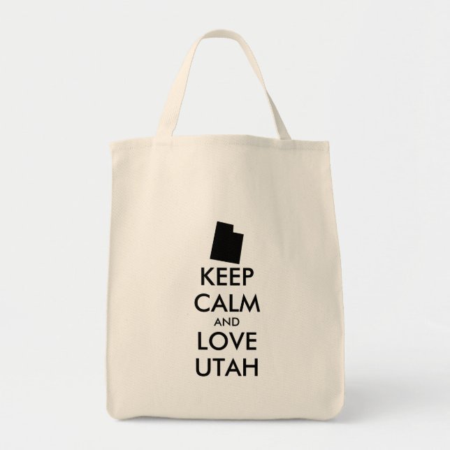 Customisable KEEP CALM and LOVE UTAH Tote Bag (Front)