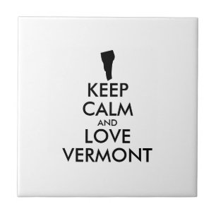 Customisable KEEP CALM and LOVE VERMONT Ceramic Tile