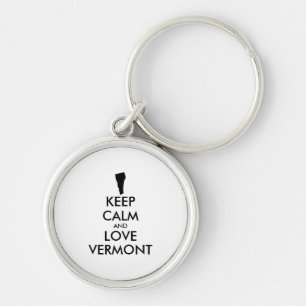 Customisable KEEP CALM and LOVE VERMONT Key Ring