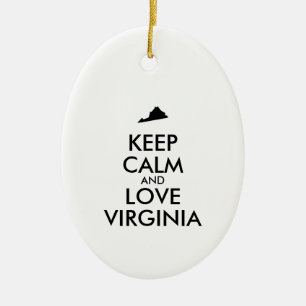 Customisable KEEP CALM and LOVE VIRGINIA Ceramic Ornament