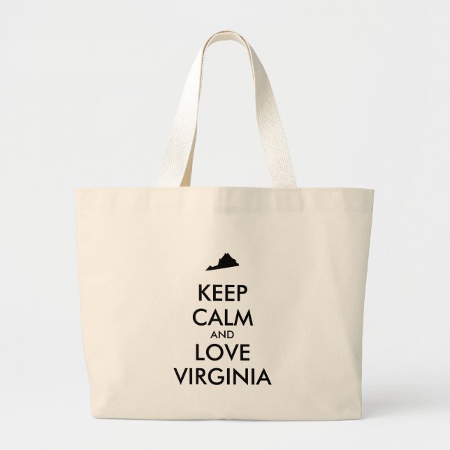 Customisable KEEP CALM and LOVE VIRGINIA Large Tote Bag (Front)