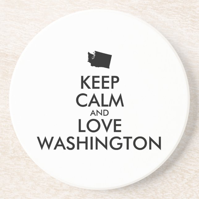 Customisable KEEP CALM and LOVE WASHINGTON Coaster (Front)