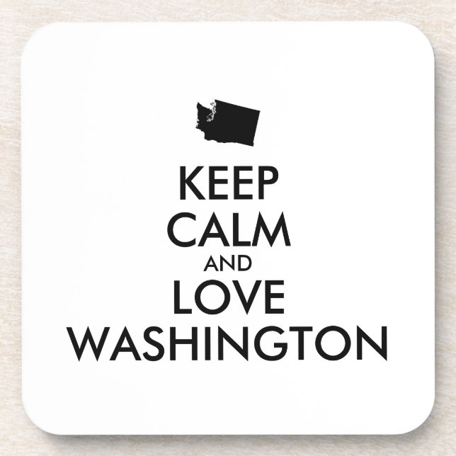 Customisable KEEP CALM and LOVE WASHINGTON Coaster (Front)