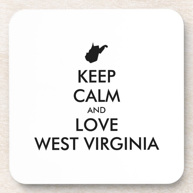 Customisable KEEP CALM and LOVE WEST VIRGINIA Coaster (Front)