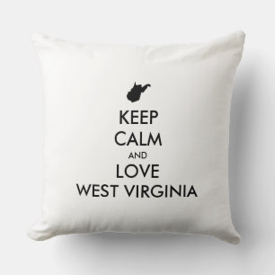 Customisable KEEP CALM and LOVE WEST VIRGINIA Cushion
