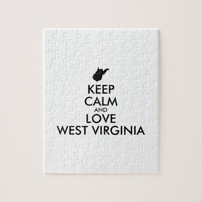 Customisable KEEP CALM and LOVE WEST VIRGINIA Jigsaw Puzzle (Vertical)