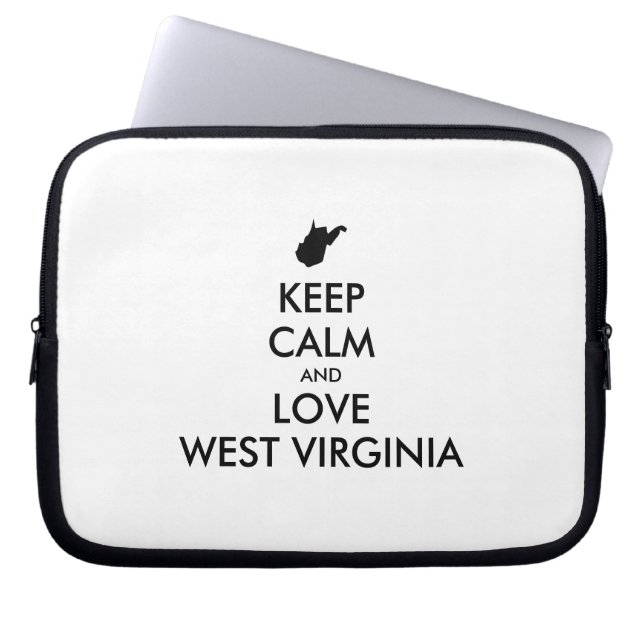 Customisable KEEP CALM and LOVE WEST VIRGINIA Laptop Sleeve (Front)
