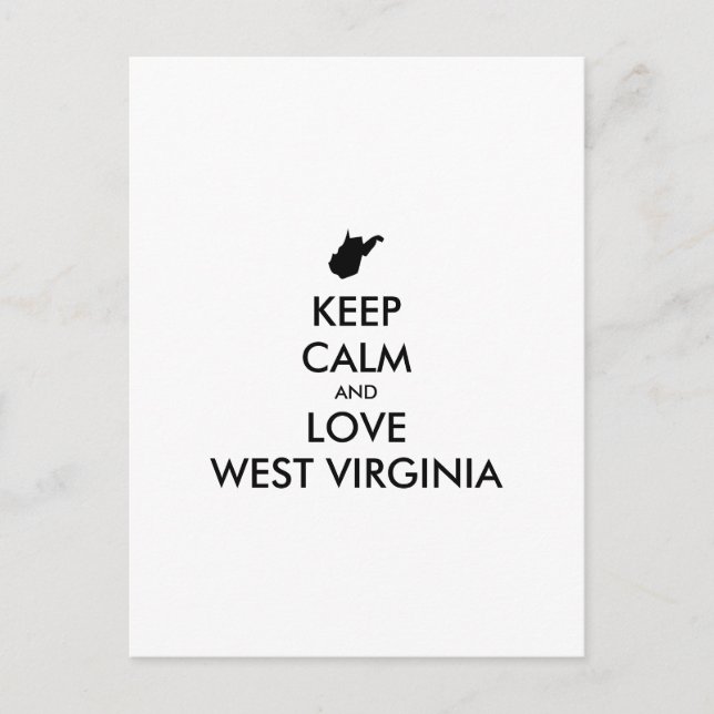 Customisable KEEP CALM and LOVE WEST VIRGINIA Postcard (Front)