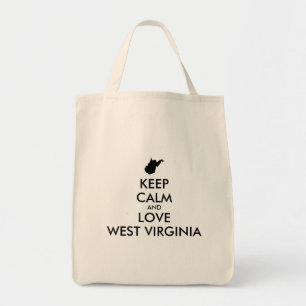 Customisable KEEP CALM and LOVE WEST VIRGINIA Tote Bag