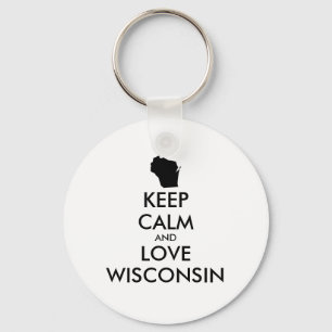 Customisable KEEP CALM and LOVE WISCONSIN Key Ring