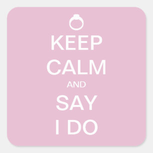 Customisable Keep Calm Bridal Design Square Sticker
