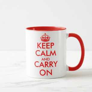 Customisable Keep Calm Mug with red crown and text