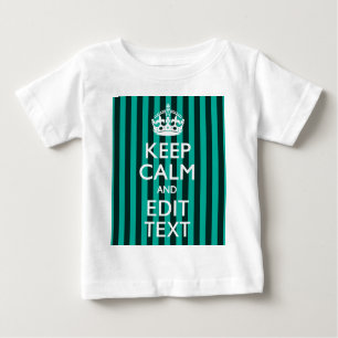 Customisable Keep Calm Your Text Turquoise Stripes Baby T-Shirt