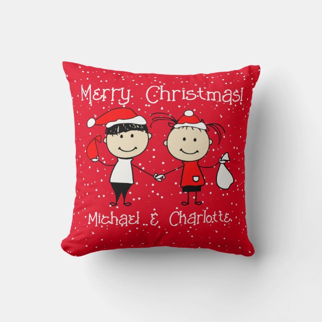Customisable Kids and Adult Couples Christmas Cushion (Front)