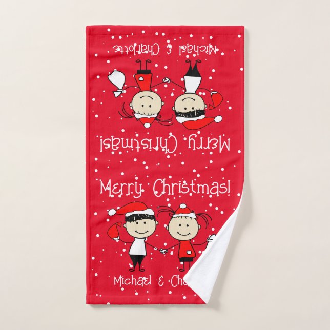 Customisable Kids and Adult Couples Christmas Hand Towel (Hand Towel)