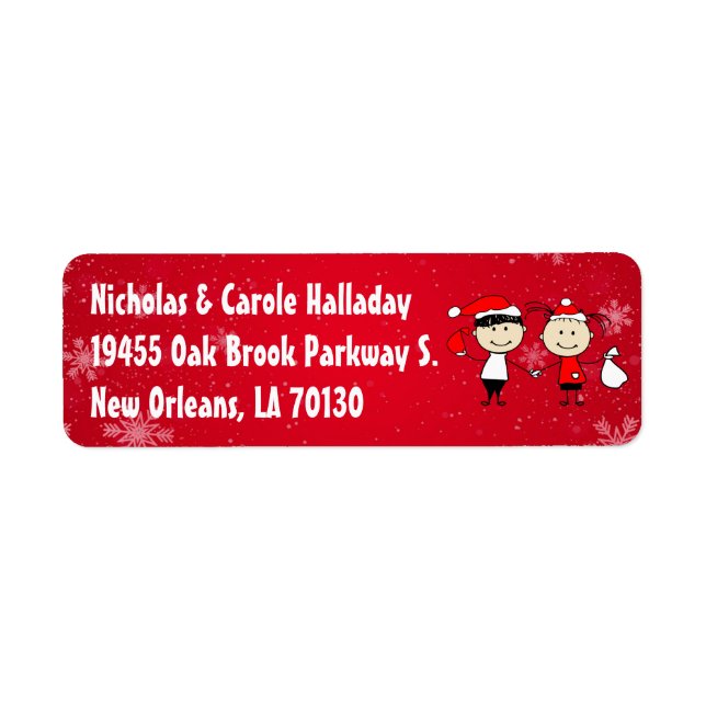 Customisable Kids and Adult Couples Christmas Return Address Label (Front)