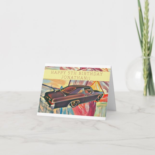 Customisable Kid's Birthday Card Car Fun Unique  (Front)