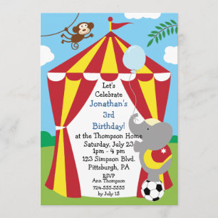Customisable Kids Circus Birthday Party Invitation