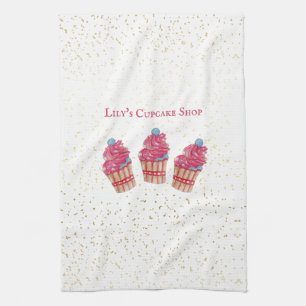Customisable Kid's Cupcake Shop Tea Towel