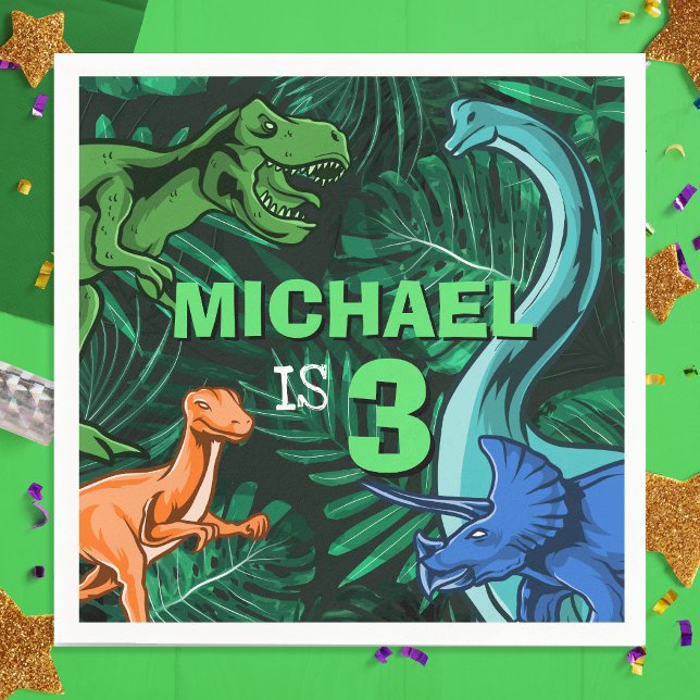 Customisable Kids Jurassic Dino Dinosaur Birthday Napkin (Customizable Kids Jurassic Dino Dinosaur Birthday Napkins)