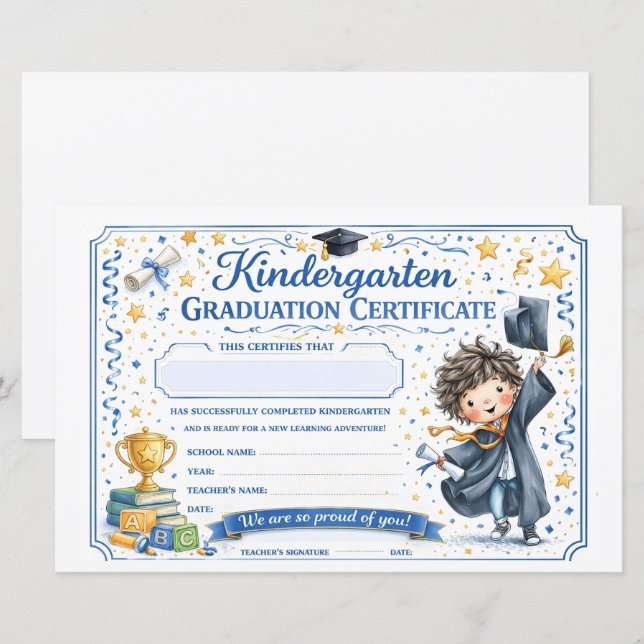 Customisable Kindergarten Graduate Certificate  (Front/Back)