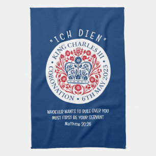 Customisable KING CHARLES III Coronation Blue Tea Towel