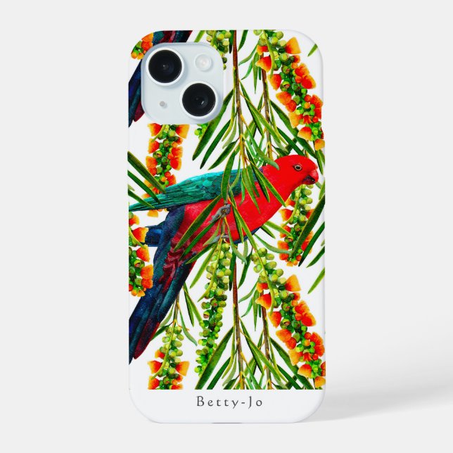 Customisable King Parrot Pattern iPhone 15 Case (Back)