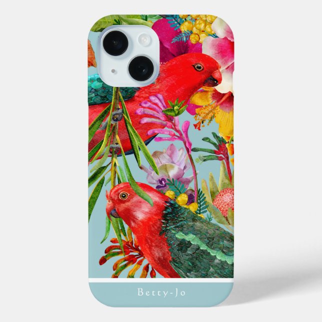 Customisable King Parrot Tropical Blooms Case-Mate iPhone Case (Back)