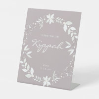 Customisable Kippah Wedding Sign, White & Purple P