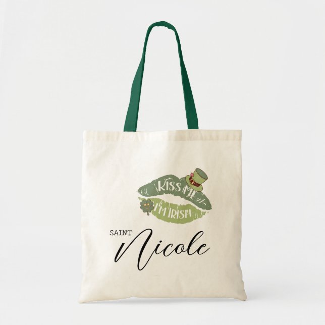 Customisable Kiss Me I’m Irish St. Patrick’s Day Tote Bag (Front)